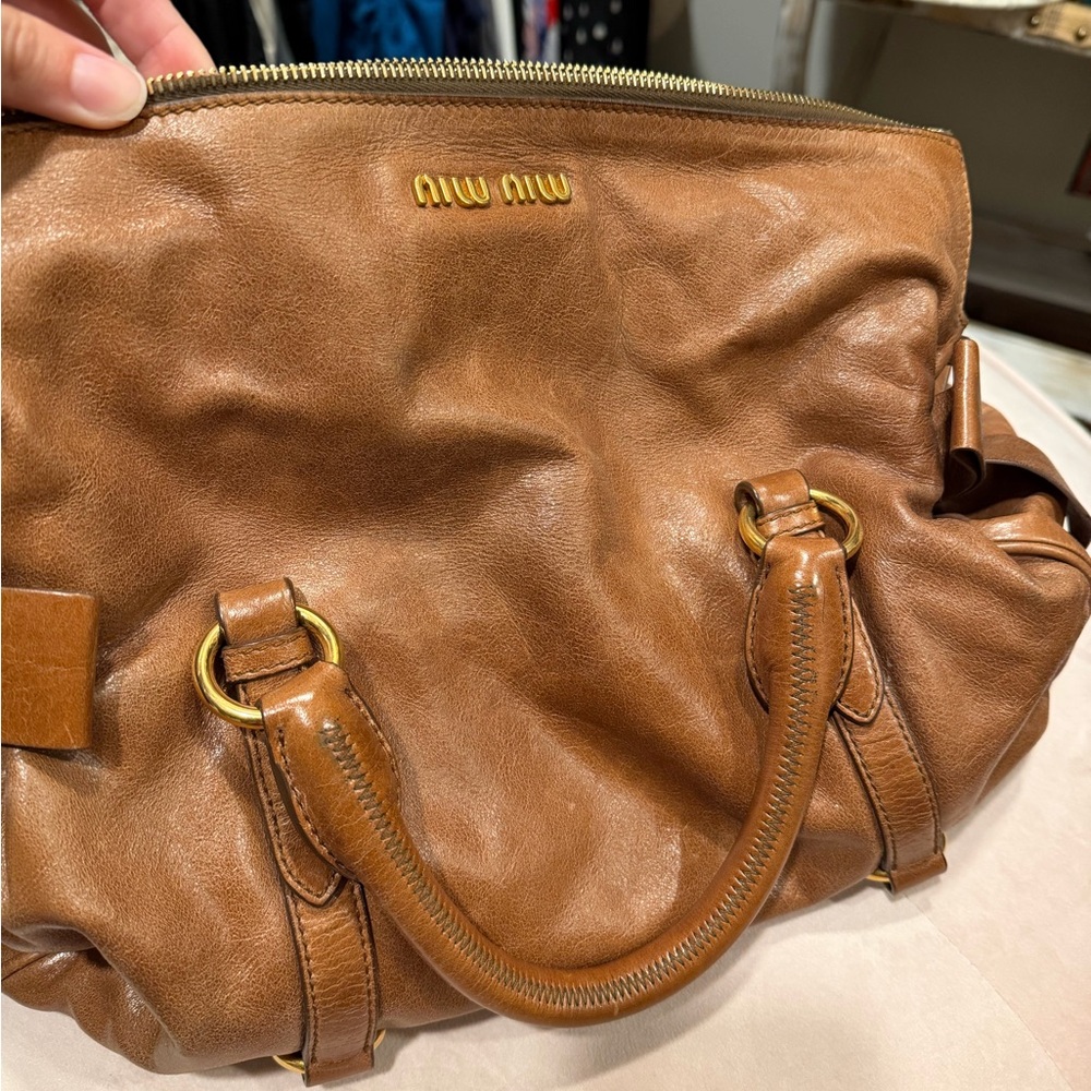 Miu Miu Vitello Lux Bow Bag Satchel - Picture 9 of 17